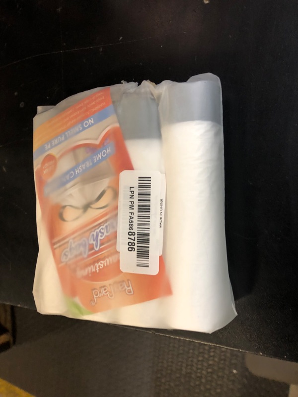 Photo 1 of 1 Gallon 100 Counts Mini Strong Drawstring Trash Bags Garbage Bags by RayPard, fit 3-4 Liter Small Trash Can, Tiny Waste Basket Liners for Home Office Bathroom Bedroom Car, White