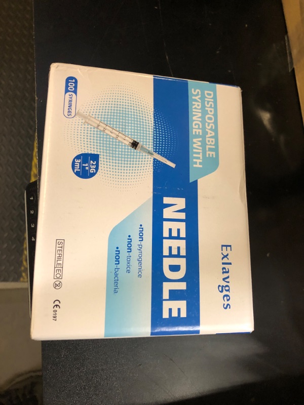 Photo 1 of 100 Pack Disposable 3ml/cc Lab Syringes with 23Ga 1 Inch Needle Luer Lock, Individually Sealed Packed