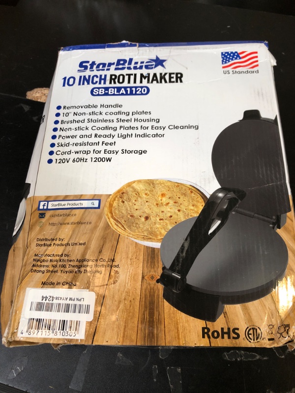 Photo 1 of 10inch Roti Maker by StarBlue with FREE Roti Warmer and Removable Handle - The automatic Stainless Steel Non-Stick Electric machine to make Indian style Chapati, Tortilla, Roti AC 110V 50/60Hz 1200W