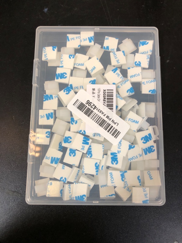 Photo 1 of 100Pcs Cable Clips, Adhesive Cable Organizer Cord Holder Wire Clip Wire Management Self Adhesive Hooks Wire Holder for Office, Home(White, 100PCS)