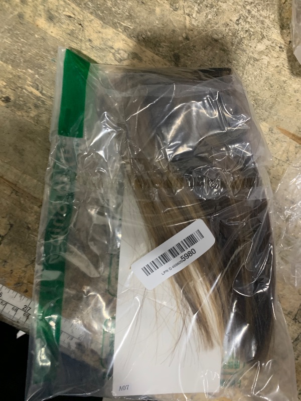 Photo 1 of 2 Pcs Short Hair Extensions, Clip in Extensions Human Hair for Women Adding Volume 8 Inch Medium Brown and Honey Blonde