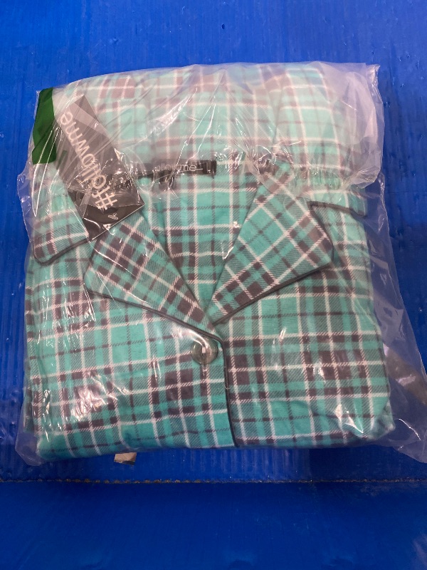 Photo 1 of #followme 6371-10230-L Printed Flannel Button Front PJ Pant Set
