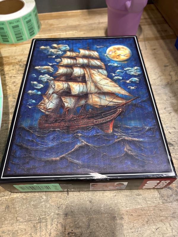 Photo 1 of 1000pcs Jigsaw Puzzle - Huge Sailboat on The Sea Design, Large Paper Puzzle for Adults, Interactive Family Game, DIY Brain Challenge, Scratch-Resistant, Square Shape, Ideal