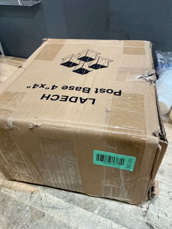 Photo 1 of (4 PCS) LADECH 4x4 Wood Fence Post Anchor Base, 2mm Thick Steel and Black Powder Coated,Come with Wood Screws and Concrete Anchors (Black - 4 PCS)