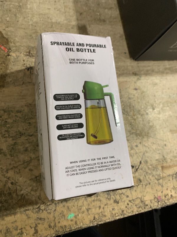 Photo 1 of 2 in 1 Glass Oil Sprayer & Dispenser,16oz/470ml Olive Cooking, Air Fryer, and Salad, for Kitchen Gadgets and Air Fryer Accessories, w/Stickers (Black)