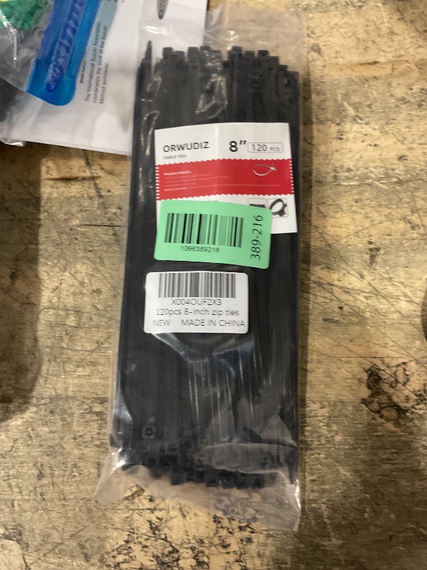 Photo 1 of 120 Pcs 8 Inch Cable Zip Tie, ORWUDIZ Multifunctional Tie, Nylon 66 Material, Tensile Strength 50 Lbs, Black, Cable Binding Classification, Suitable for Industrial, Outdoor, Home, Office Use