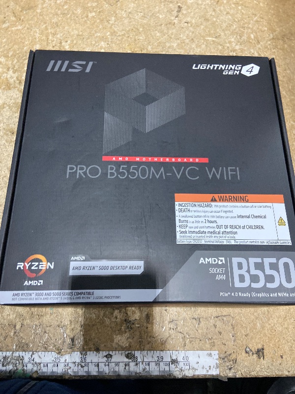 Photo 1 of *** PARTS ONLY *** MSI PRO B550M-VC WiFi ProSeries Motherboard (AMD Ryzen 5000 Series, AM4, DDR4, PCIe 4.0, SATA 6Gb/s, M.2, USB 3.2 Gen 2, HDMI/DP, Wi-Fi 6E, Bluetooth 5.2, mATX)