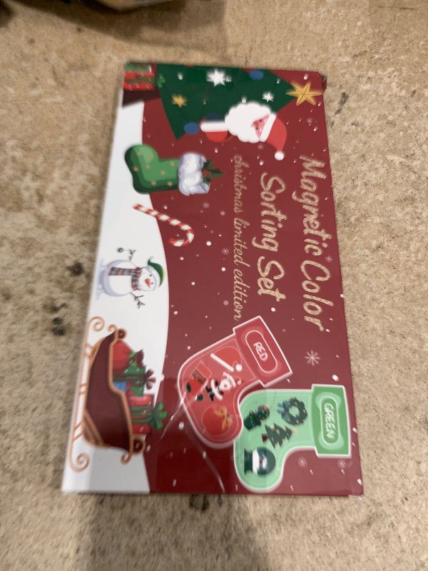 Photo 1 of 10 Pcs Christmas Toys Magnetic Color Sorting Set, Educational Xmas Stocking Whiteboard Fridge Magnets, Colors Matching Games Sensory Toys for Toddlers Kids Preschool Learning Activities