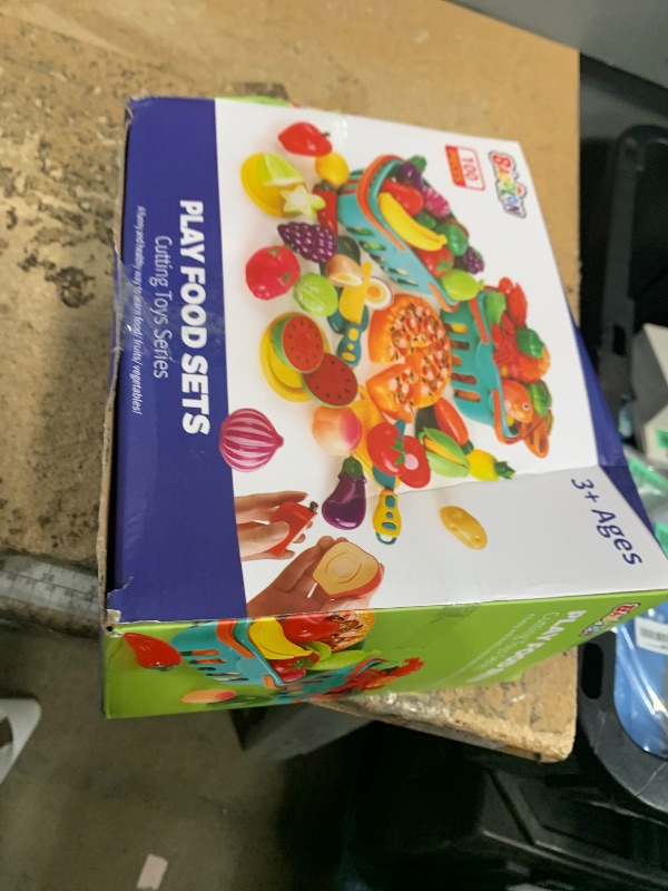 Photo 1 of 100 Pcs Play Food Set for Kids Kitchen, Pretend Food Toy for Toddlers Age 1-3, Plastics Cutting Fake Food/ Fruit/ Vegetable Accessories with 2 Baskets, Birthday Gifts for 2 3 4 5 Years Old Boys Girls