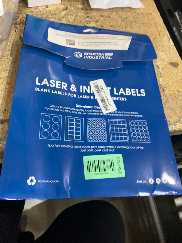 Photo 1 of 1.5" Printable Round Labels for Laser and Inkjet Printers - 900 Blank Labels, 30 Sheets for Thank You Stickers, Price Tags, QR Codes, Business Logos - Spartan Industrial Template C003