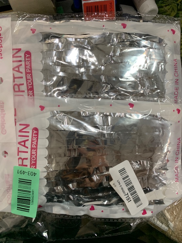 Photo 1 of 2 Pack Foil Curtain Backdrop Silver Metallic Tinsel Foil Fringe Curtains Photo Booth Props for Birthday Wedding Engagement Baby Shower Bachelorette Christmas Holiday Celebration Party Decorations