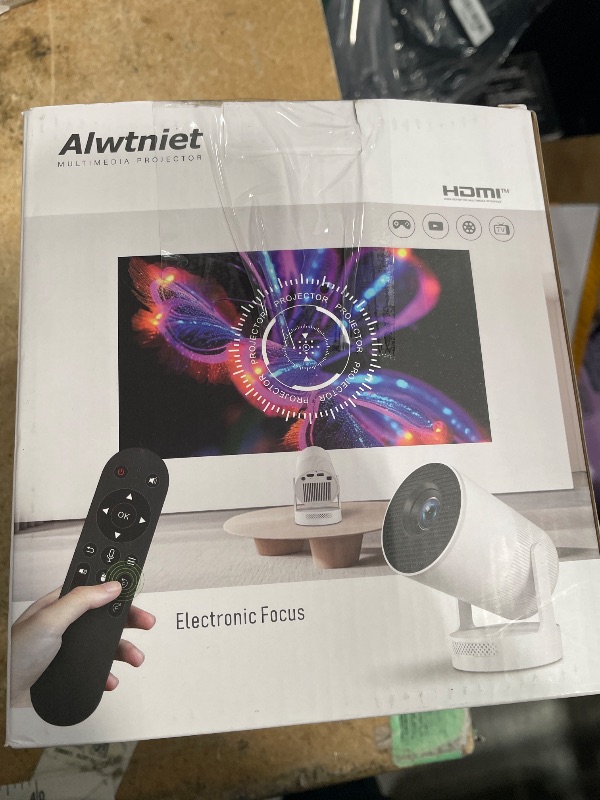 Photo 1 of ?Electric Focus?Mini Projector with WiFi 6 and Bluetooth 5.4, Smart Portable Projector 4k Support, 5W Soundbase Speaker, Auto Keystone 180° Rotation, Home Outdoor Movie Proyector HY300Ultra
