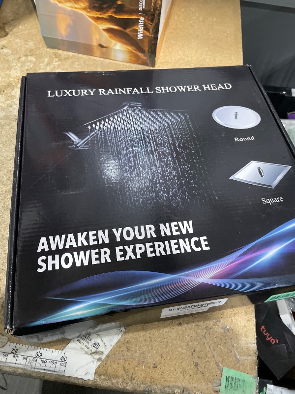 Photo 1 of 12 Inch Square Rain Showerhead with 11 Inch Adjustable Extension Arm,Large Stainless Steel High Pressure Shower Head,Ultra Thin Rainfall Bath Shower with Easy to Clean and Install-Brushed Nickel