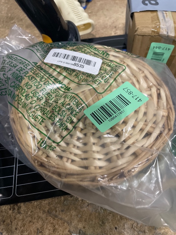 Photo 1 of 2 PCS Wicker Rattan Flower Girl Basket Wedding Flower Girl Basket with Pearl Handle and Bow Fairy Flower Basket Handwoven Easter Basket Wicker Basket for Wedding Flower Girl(Brown)