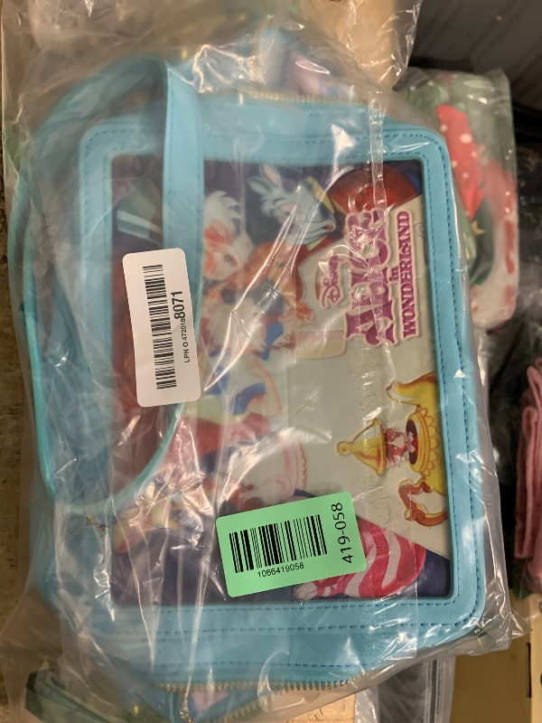 View 2 of ******Damage zipper***** Loungefly Disney Alice in Wonderland Classic Movie Lunch Box Crossbody