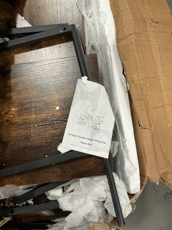 Photo 1 of **SOLD FOR PARTS** TJYGO Dining Table Set for 4, 5 Piece Kitchen Table with Chairs, Sturdy Industrial Space Saving Dinette Set for Pub, Family Dinners, Apartment, Dark Brown