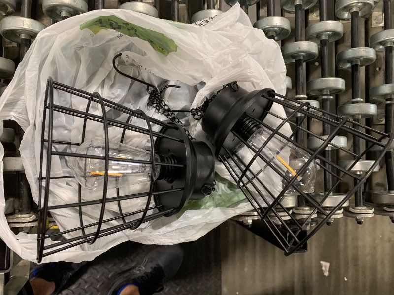 Photo 1 of ***NOT FUNCTIONAL, SELLING FOR PARTS, FINAL SALE*** Solar Lantern 2 Packs Outdoor Hanging Light Waterproof Solar Table Lamp with Warm White LED Edison Bulb for Garden Patio Yard, Small Lantern, Black***NOT FUNCTIONAL, SELLING FOR PARTS, FINAL SALE***