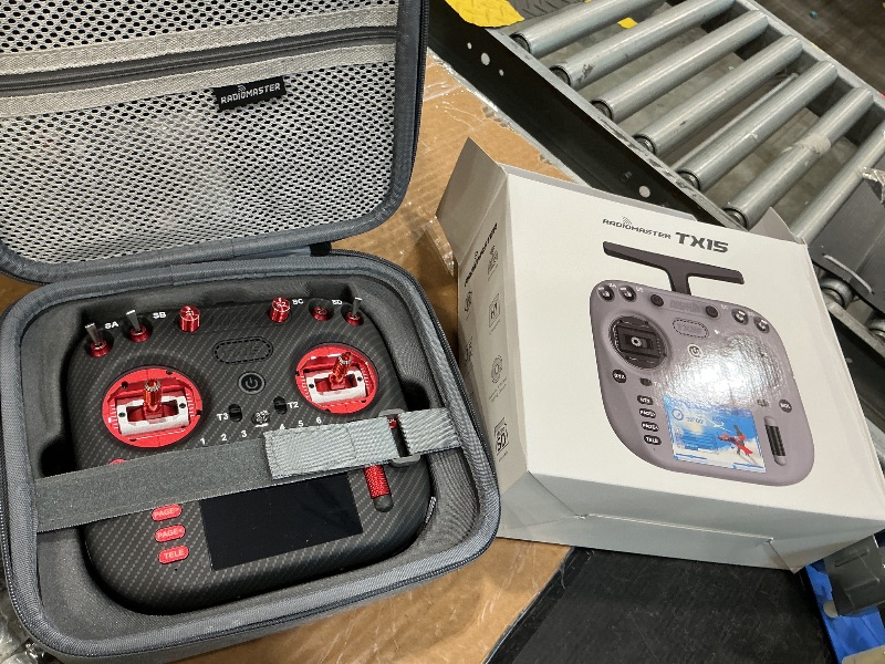 Photo 1 of ****LEFT JOYSTICK STUCK***Radiomaster TX15 Max Radio Controller 2.4GHz 16 Channel EdgeTX Radio Transmitter, with AG02 CNC Hall Gimbals/3.5" IPS Touchscreen, Fits FPV Drones/Multirotors/RC Helicopter/Car Boats, Mode 2 (Red)