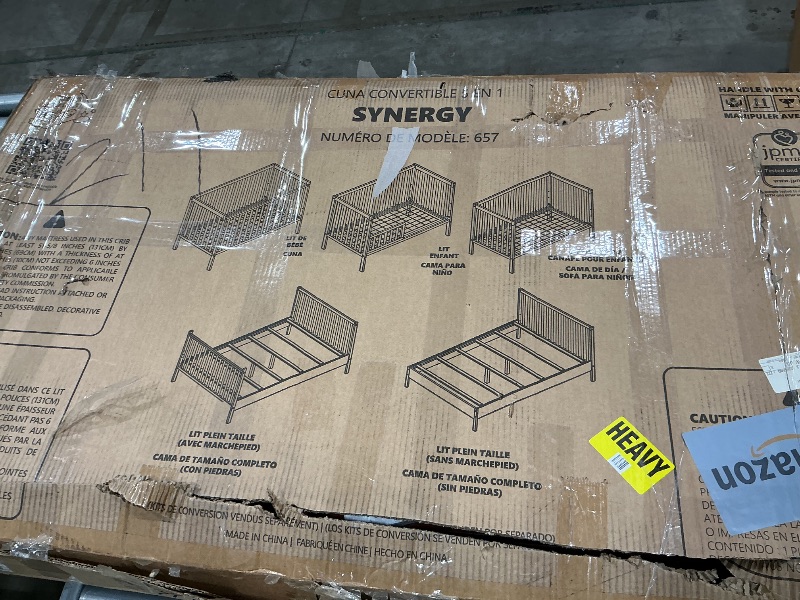 Photo 1 of **MISSING PAARTS** Dream On Me Synergy 5-in-1 Convertible Full-Size Baby Crib with Toddler, Day & Full Bed Conversion in Espresso, GreenGuard Gold & BSA, 3 Mattress Heights, Sustainable Pinewood