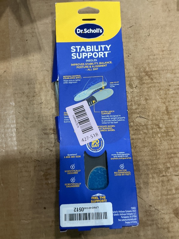 Photo 1 of ?Dr. Scholl's Stability Support Insoles, Flat Feet & Overpronation Low Arch Support, Improves Balance & Stability, Motion Control, Trim Inserts to Fit Shoes, Women's Size 6-10
