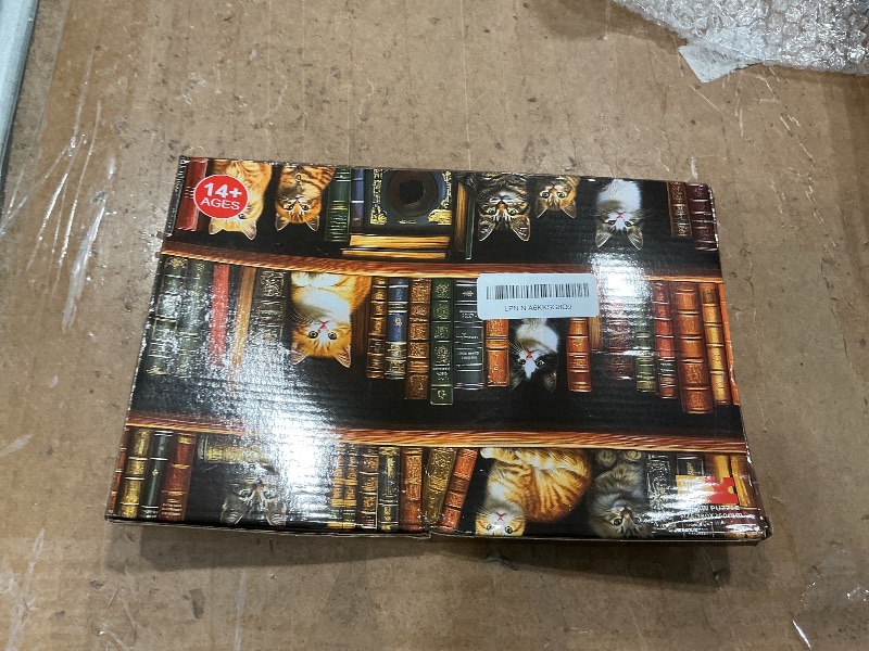 Photo 1 of 1000 Piece Puzzle for Adults, Cats Library Jigsaw Puzzle, Funny Kitten Bookshelf Puzzles, Animal Pet Lover Challenging Puzzles for Friends Family Activity Game Nights Gifts (Finish Size: 15''x 10'')