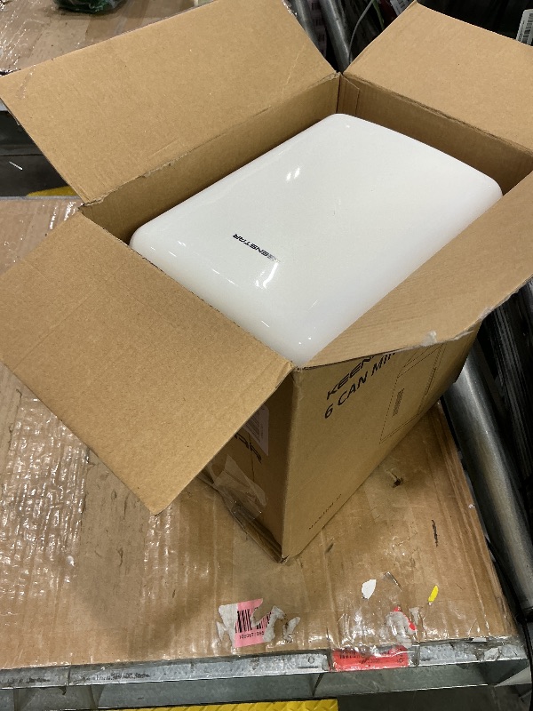 Photo 1 of **MAJOR DAMAGED/check clerk comments**

4L Mini Fridge for Skincare & Food, 110V/12V Cooler & Warmer, Portable Refrigerator for Bedroom, Office, Car, Dorm - Ultra Quiet, Energy Efficient, Dual Use for Breast Milk, Cosmetics, Snacks (White)