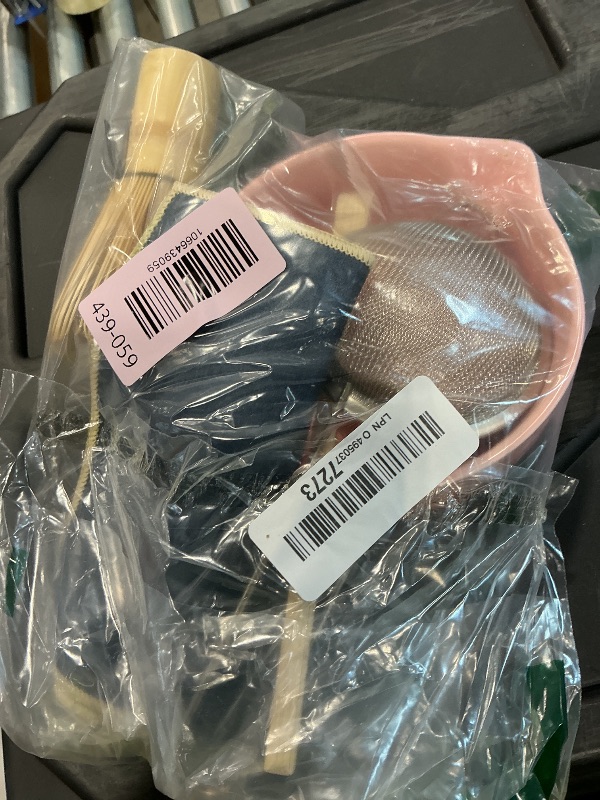 Photo 1 of *MINOR DAMAGE - USED*
Matcha Whisk Set, Ceramic & Pink Matcha Set with Bowl, Bamboo Whisk, Scoop, Strainer, Scoop Rest, Holder, Cloth + Instruction Handbook – Traditional Japanese Tea Ceremony Kit