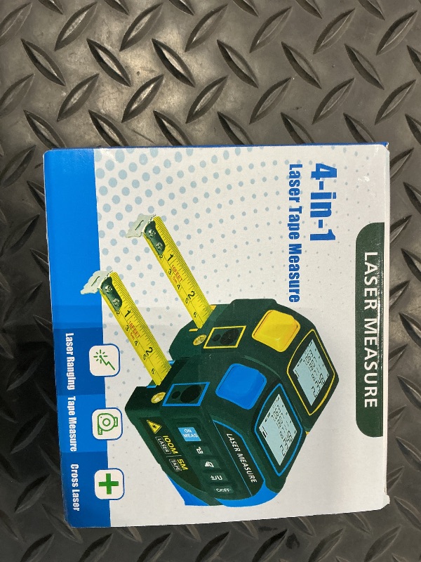 Photo 1 of *UNTESTED*
4-in-1 Laser Tape Measure with Laser Level Crosshairs |130ft/40m Laser Distance+16ft/5m AutoLock Tape |Backlit LCD Display (Ft/Inch/M/mm) |for DIY,Construction, Interior Design (Yellow/131Ft)