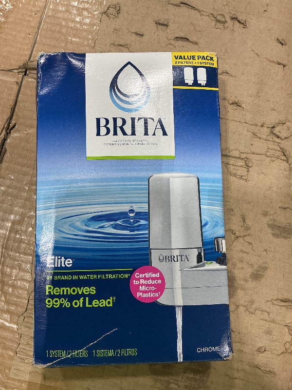 Photo 1 of ***MISSING FILTER*** Brita Faucet Mount Water Filter System, Chrome, No-Wait Filtration, Easy Install, Multi-Use Tap Water Filter for Kitchens, Bathrooms & Small Spaces
