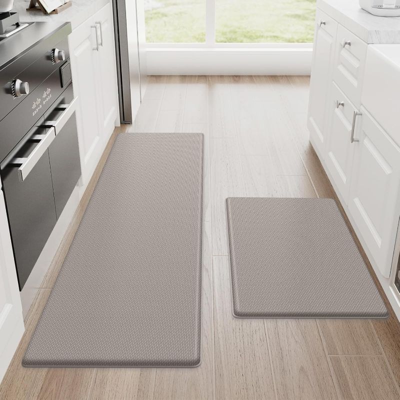 Photo 1 of ** COLOR SLIGHTLY DIFFERENT Kitchen Mats, 2PCS Kitchen Rugs, Cushioned Anti Fatigue Kitchen Mats for Floor, Non-Slip Standing Desk Mat, Waterproof Kitchen Rug Set for Kitchen, Floor, Office,