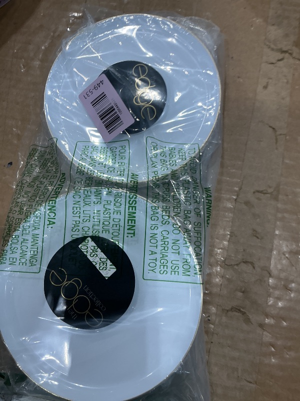 Photo 1 of [30 Pack 6.3''] White Plastic Party Plates With Gold Rim Edge Collection Premium heavyweight Elegant Disposable Tableware Dishes