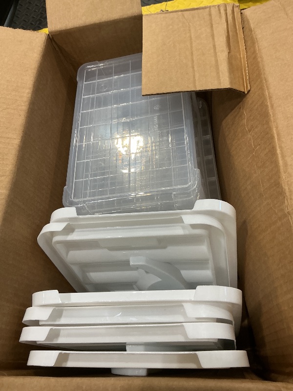 Photo 1 of *MISSING PARTS UNKNOWN*
Yarebest 6-Pack Clear Latch Storage Boxes, Small Storage Bin with Handle