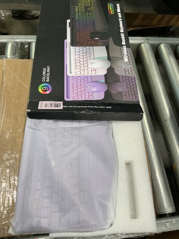 Photo 1 of **NO MOUSE**SABLUTE Wireless Keyboard and Mouse Combo, 9 Backlit Effects, Wrist Rest, Phone Holder, 2.4G Lag-Free Ergonomic Keyboards, Rechargeable Silent Cordless Set for Computer, Laptop, Mac, Windows (Purple)