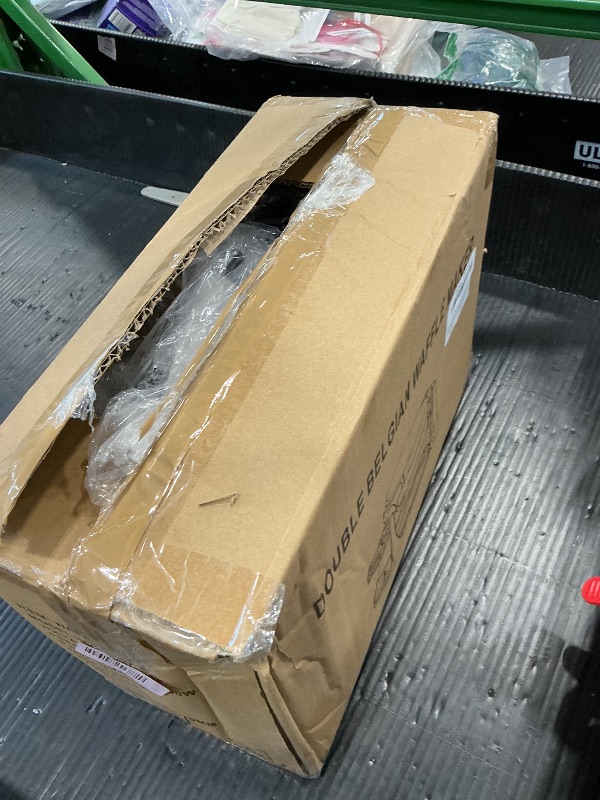 Photo 1 of **MINOR DAMAGE/check clerk comments**
Waffle Maker, 1400W Belgian Waffle Maker, Double Waffle Iron 180° Flip, Rotating Nonstick Plates, Adjustable Browning Control, Locking Buckle & Cool Touch Handle, Removable Drip Tray, Stainless Steel
