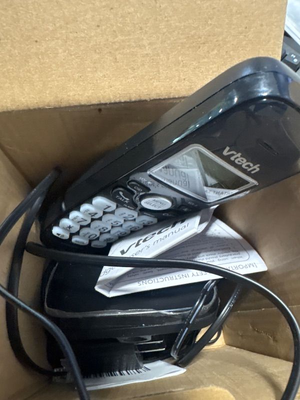 Photo 1 of [New] VTech VG134-11 DECT 6.0 Cordless Home Phone with Bluetooth Connection, Digital Answering Machine, Backlit Display,Full Duplex Speakerphone, Caller ID/Call Waiting,1000 ft Range (Black)