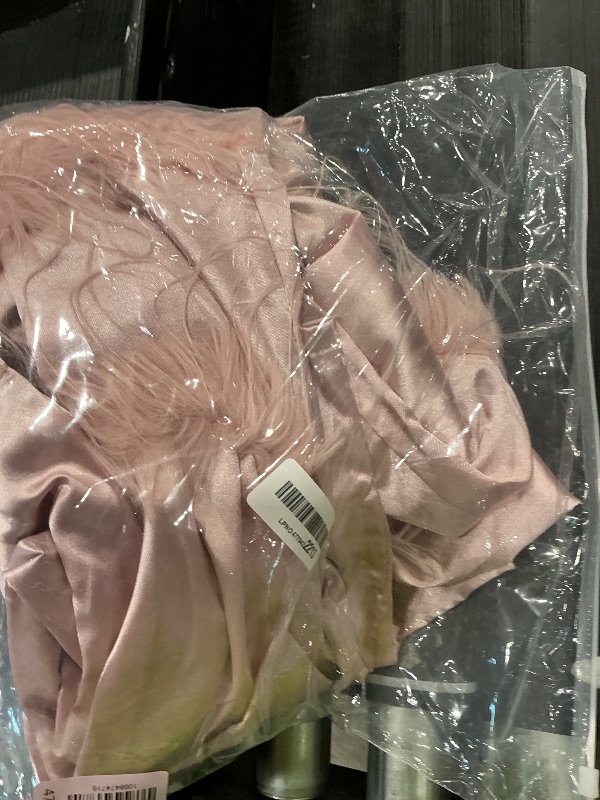 Photo 1 of *MISSING PARTS UNKNOWN*
MORFORU Satin Pajama Set for Women Feather Trim Long Sleeve Pjs with Sleep Mask Headband Scrunchie Sleepwear Lounge Set (Lotus Root Pink/S)