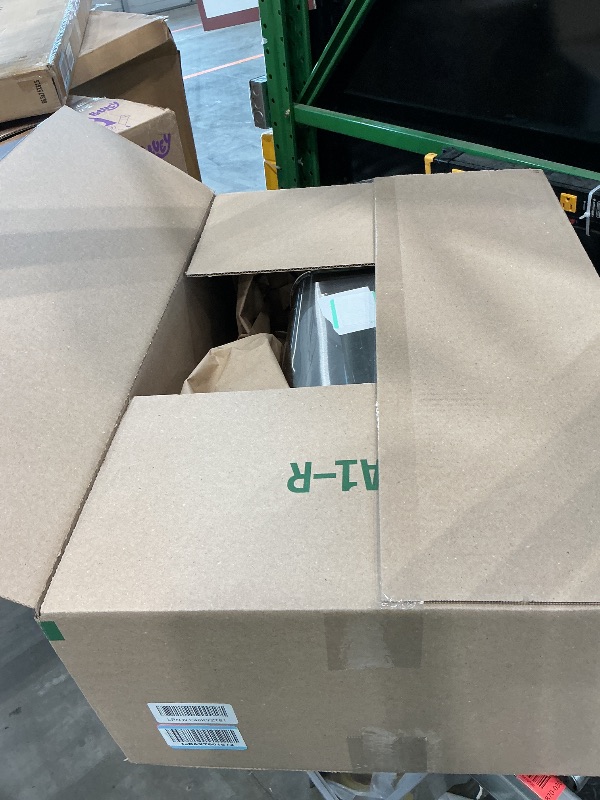 Photo 1 of *USED*
Ninestars Automatic Touchless Infrared Motion Sensor Trash Can, 13 Gal 50L, Stainless Steel Base (Rectangular, Black Lid), Black Trim