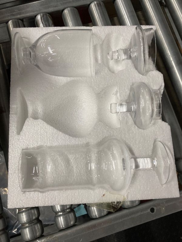 Photo 1 of **MISSING ONE**3-Pack Glass Apothecary Jars with Lids – Decorative Candy Storage Containers for Wedding, Buffet, Kitchen (H: 9", 12.5", 14")