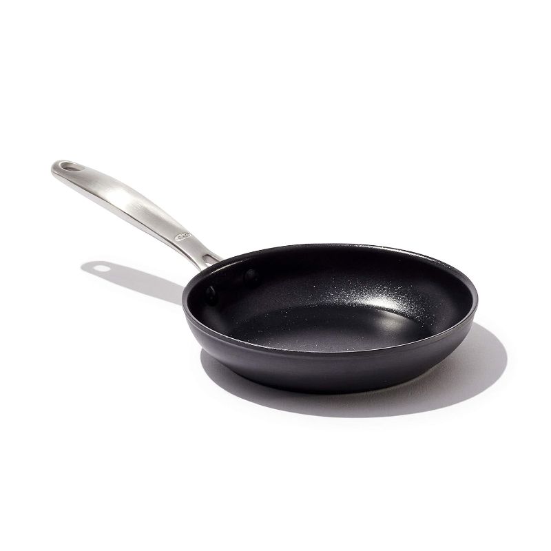 Photo 1 of ** PACK OF 2***OXO Enhanced 8" Frying Pan Skillet, PFAS-Free Ceramic Nonstick, Durable Hard Anodized Cookware, Scratch Resistant, Stainless Steel Handle, Good Grips, Dishwasher Safe, Oven safe, Black