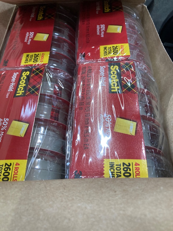 View 2 of 4 Scotch Super Hold, Transparent, Clear Glossy Finish, 4 Tape Rolls with Dispenser, Tape Rolls for Home Office and School, 3/4 in. x 650 in.