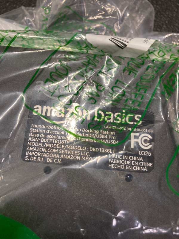 Photo 1 of ***Missing power cable
***Amazon Basics Thunderbolt 4 Pro Docking Station, Dual 4K Monitor Support, 8K Display, 2xTBT4, 1xHDMI2.1, 3xUSB A 3.1, RJ45 Ethernet, Black, 7.86 x 2.95 x 1.23 inches