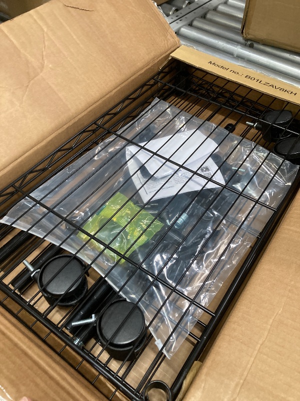 Photo 1 of **MISSING PARTS***Amazon Basics 3-Shelf Adjustable Heavy Duty Storage Shelving Unit on 2" Wheels, Metal Wire Rack for Garage, Utility Shelving with Leveling Feet, 23.2"L x 13.4"W x 32.75"H, Black