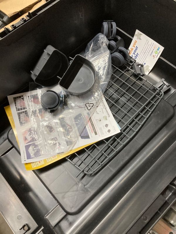 Photo 1 of ***MISSING PIECES -SELLING AS PARTS ONLY*** SportPet Airline Compliant MEDIUM 24.25" Travel Dog Kennel-Durable Plastic Airline Pet Carrier w/ Removable Wheels & Food Bowls, Collapsible Indoor/Outdoor Dog Kennel, Dogs up to 23"L & 15"H-Dark Gray