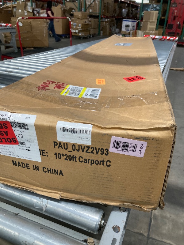 Photo 1 of ***DAMAGED -CUT RIPPED-MISSING PARTS SELLING AS IS*** DEXSO 20'x10'x11' Windproof Carport Heavy Duty, 20 GA. Reinforced Poles & 14 mil PE Canopy, Extra Large Anti-High Wind Portable Garage for Full-Sized Pickup Truck and Bass Boat, Khaki