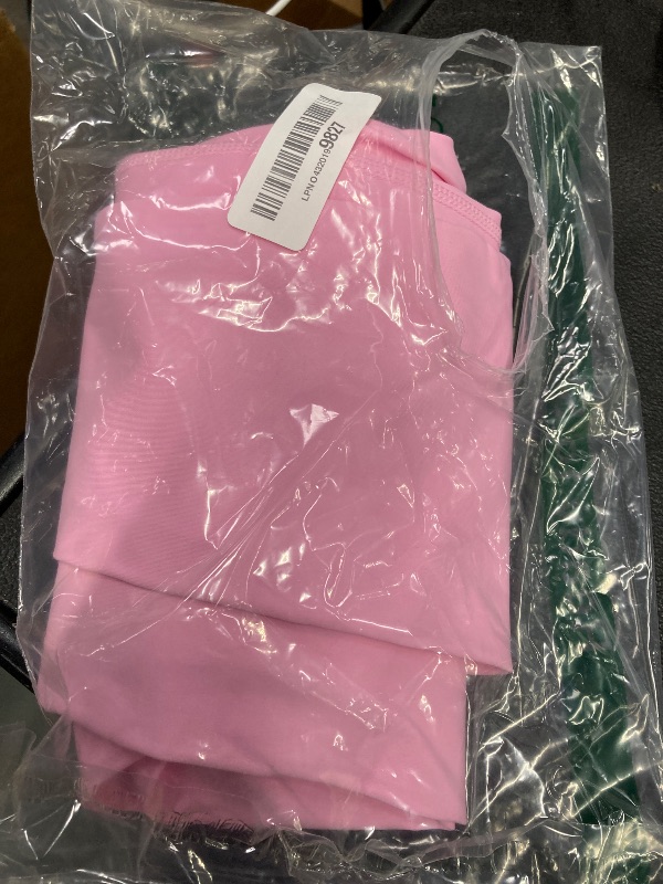 Photo 1 of **NOTE: PANTS ONLY** ABOCIW Workout Sets for WomenColor Block Layered Cropped Tank Top Crossover High Waist Leggings Gym Sets Active Wear Yoga Pilates Outfits Crossover Pink Medium