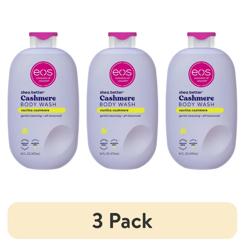 Photo 1 of (3 pack) eos Shea Better Vanilla Cashmere Body Wash - Vanilla Cashmere, Creamy Gel Formula, Hyrdration for Dry Skin, 16 fl oz