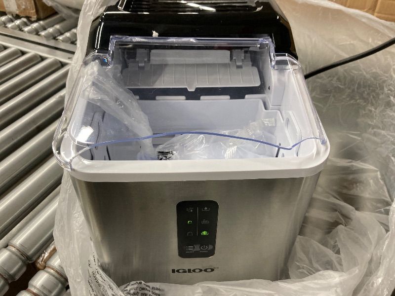 Photo 1 of **CRACKED LID***Igloo Portable Ice Maker with Scoop - Ice Maker with LED Control Panel & 1.5 Quart Water Tank - Stainless Ice Cube Maker Produces 26 Lbs. of Ice in 24 Hours with 9 Large or Small Cubes in 7 Minutes