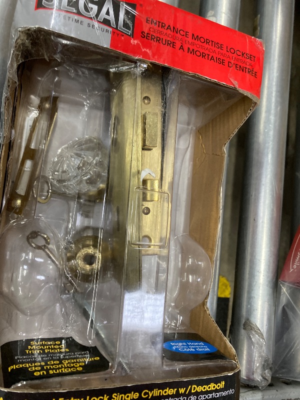 Photo 1 of ***MISSING PIECES -SELLING AS INCOMPLETE MIS-MATCHED PARTS ONLY*** 
Segal SE 26010 Mortise Lock Set, Brass Right Hand, 2-1/2 In. Backset, Surface Mounted (Single Pack)