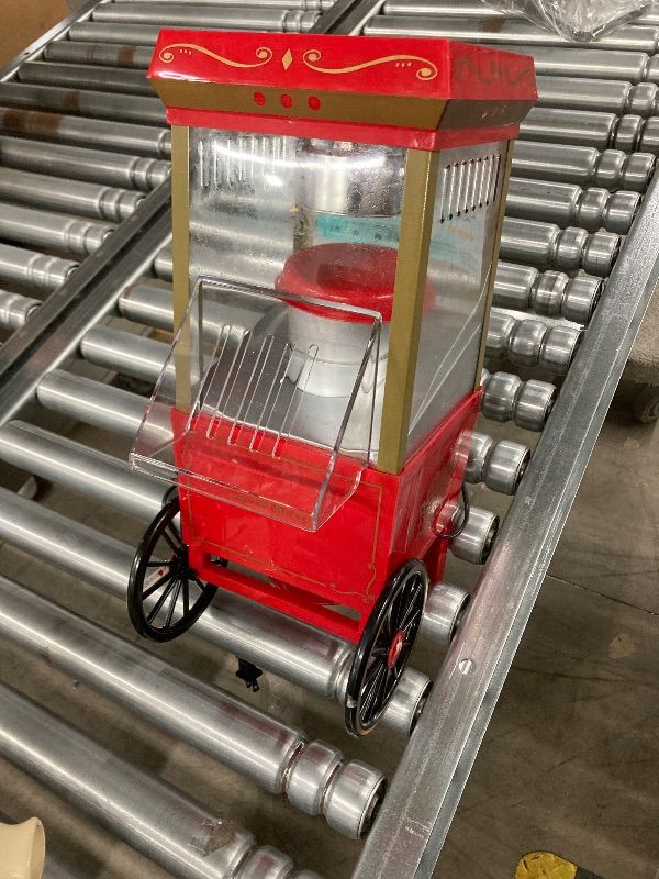 Photo 1 of ***USED, SELLING AS IS*** Nostalgia Vintage Hot-Air Popcorn Maker Machine - Makes Up to 12 Cups - Oil-Free - Healthier Popcorn - Classic Stand-Up Cart With Wheels - Includes Kernel Measuring Cup - Red