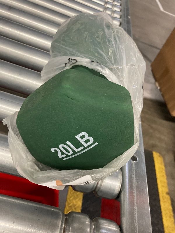 Photo 1 of ***ONLY 1 INCLUDED*1 MISSING***Amazon Basics Neoprene Coated Hexagonal Dumbbell Hand Weights for Workout, 20 Pounds, Pair, Dark Green***ONLY 1 INCLUDED*1 MISSING***